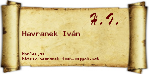 Havranek Iván névjegykártya