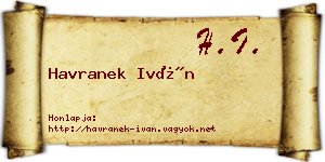 Havranek Iván névjegykártya